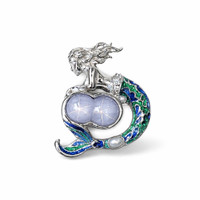 4.24 Ct. Sapphire 18K White Gold brooch