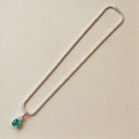 3.76 Ct. Emerald and Natural Diamond Pave Pendant, 14K White Gold Image