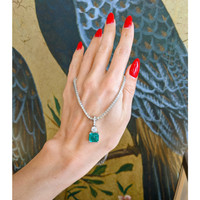 3.76 Ct. Emerald and Natural Diamond Pave Pendant, 14K White Gold Life Style