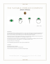 3.14 Ct. Emerald and Yellow Natural Diamond Three Stone Ring, 14K White Gold Appraisal