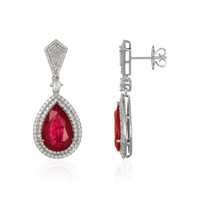 10.52&nbsp;Ct.Tw.Total Carat Weight Ruby and Yellow Natural Diamond Pave Earrings, 14K White Gold Image