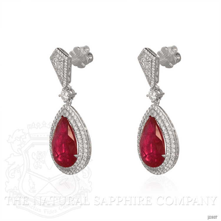 10.52 Ct.Tw. Ruby and Yellow Natural Diamond Pave Earrings, 14K White Gold