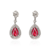 10.52&nbsp;Ct.Tw.Total Carat Weight Ruby and Yellow Natural Diamond Pave Earrings, 14K White Gold Image