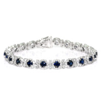 6.93&nbsp;Ct.Tw.Total Carat Weight Blue Sapphire and Yellow Natural Diamond Pave Bracelet, 14K White Gold Video