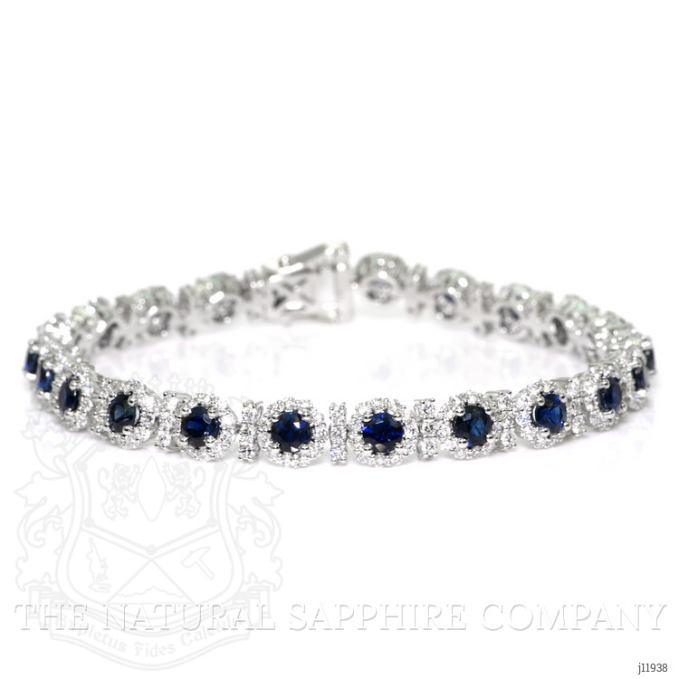 6.93 Ct.Tw. Blue Sapphire and Yellow Natural Diamond Pave Bracelet, 14K White Gold