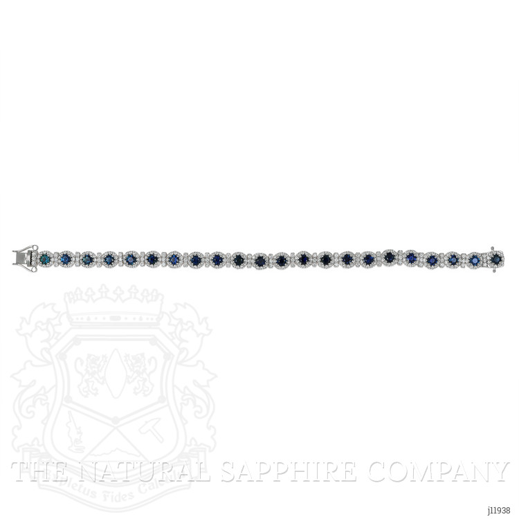6.93 Ct.Tw. Blue Sapphire and Yellow Natural Diamond Pave Bracelet, 14K White Gold