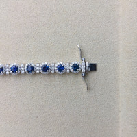 6.93&nbsp;Ct.Tw.Total Carat Weight Blue Sapphire and Yellow Natural Diamond Pave Bracelet, 14K White Gold Life Style