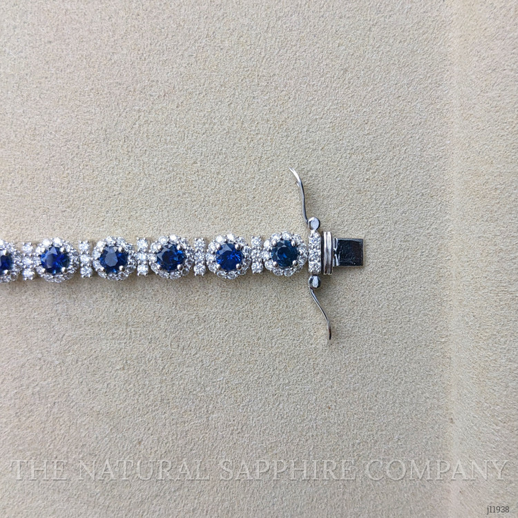 6.93 Ct.Tw. Blue Sapphire and Yellow Natural Diamond Pave Bracelet, 14K White Gold