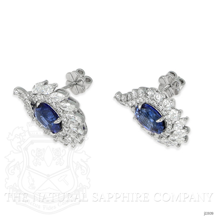 4.09 Ct.Tw. Blue Sapphire and Yellow Natural Diamond Studs Earrings, 14K White Gold
