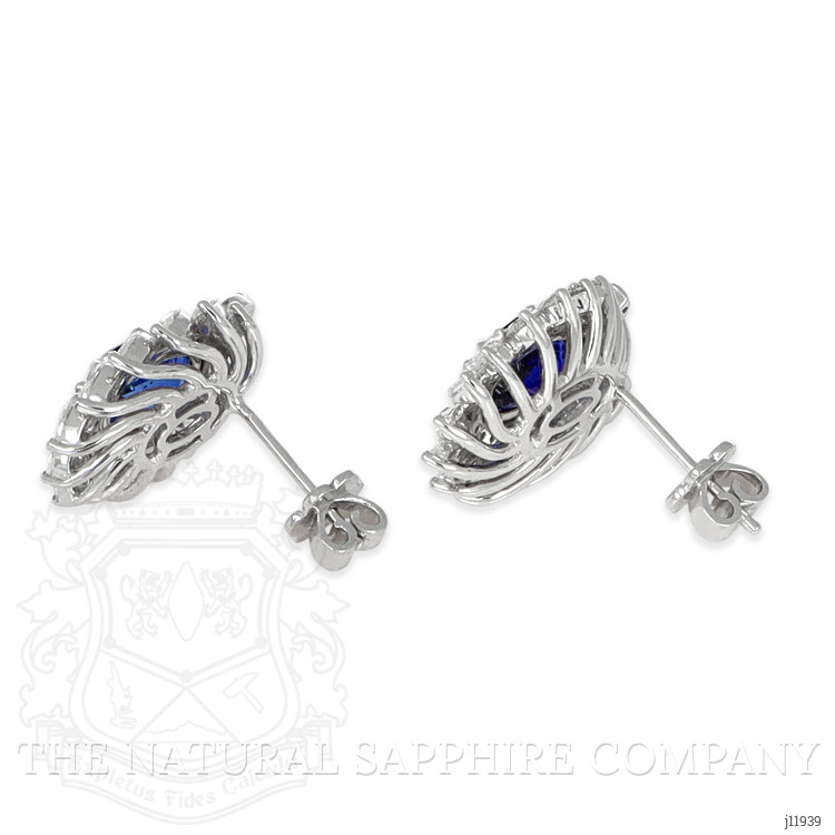4.09 Ct.Tw. Blue Sapphire and Yellow Natural Diamond Studs Earrings, 14K White Gold