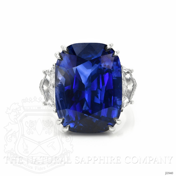 27.61 Ct. Blue Sapphire and Natural Diamond Solitaire Ring, Platinum 950
