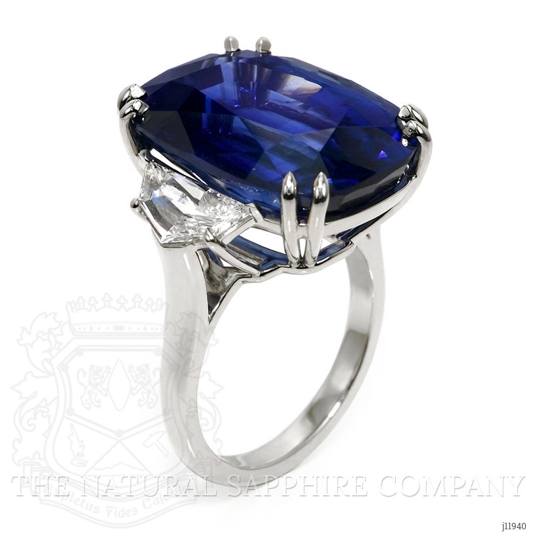 27.61 Ct. Blue Sapphire and Natural Diamond Solitaire Ring, Platinum 950