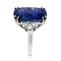 27.61 Ct. Blue Sapphire and Natural Diamond Solitaire Ring, Platinum 950 Image