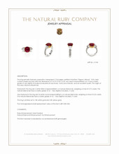 5.05 Ct. Ruby and Natural Diamond Three Stone Ring, 18K White & Yellow Appraisal