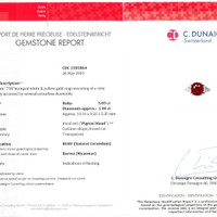 5.05 Ct. Ruby and Natural Diamond Three Stone Ring, 18K White & Yellow Scan Report