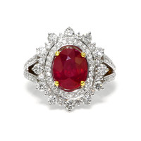 3.00 Ct. Ruby and Natural Diamond Pave Ring, 18K White Gold Video