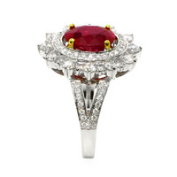 3.00 Ct. Ruby and Natural Diamond Pave Ring, 18K White Gold Image