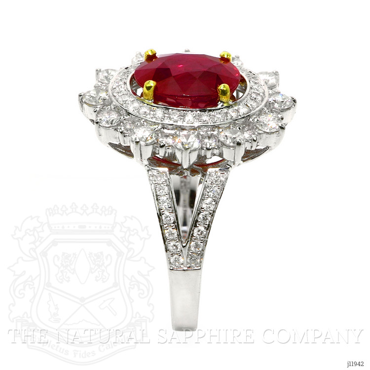 3.00 Ct. Ruby and Natural Diamond Pave Ring, 18K White Gold