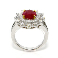 3.00 Ct. Ruby and Natural Diamond Pave Ring, 18K White Gold Image