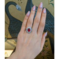 3.00 Ct. Ruby and Natural Diamond Pave Ring, 18K White Gold Life Style