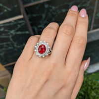 3.00 Ct. Ruby and Natural Diamond Pave Ring, 18K White Gold Life Style