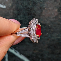3.00 Ct. Ruby and Natural Diamond Pave Ring, 18K White Gold Life Style