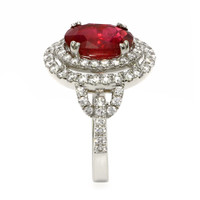 3.76 Ct. Ruby and Natural Diamond Pave Ring, 18K White Gold Image
