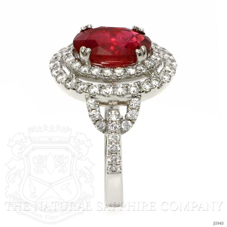 3.76 Ct. Ruby and Natural Diamond Pave Ring, 18K White Gold