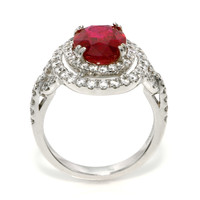 3.76 Ct. Ruby and Natural Diamond Pave Ring, 18K White Gold Image