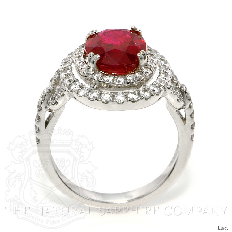 3.76 Ct. Ruby and Natural Diamond Pave Ring, 18K White Gold