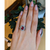 3.76 Ct. Ruby and Natural Diamond Pave Ring, 18K White Gold Life Style