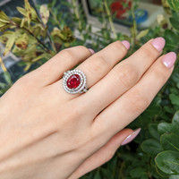 3.76 Ct. Ruby and Natural Diamond Pave Ring, 18K White Gold Life Style