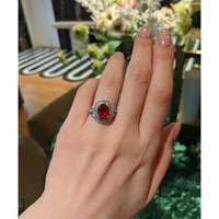 3.76 Ct. Ruby and Natural Diamond Pave Ring, 18K White Gold Life Style