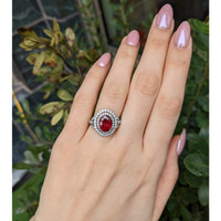 3.76 Ct. Ruby and Natural Diamond Pave Ring, 18K White Gold Life Style