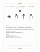 2.57 Ct. Purple Sapphire and Natural Diamond Pave Ring, 18K White Gold Appraisal