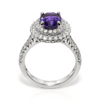 2.57 Ct. Purple Sapphire and Natural Diamond Pave Ring, 18K White Gold Image