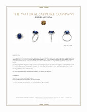 6.06 Ct. Blue Sapphire and Natural Diamond Pave Ring, Platinum 950 Appraisal