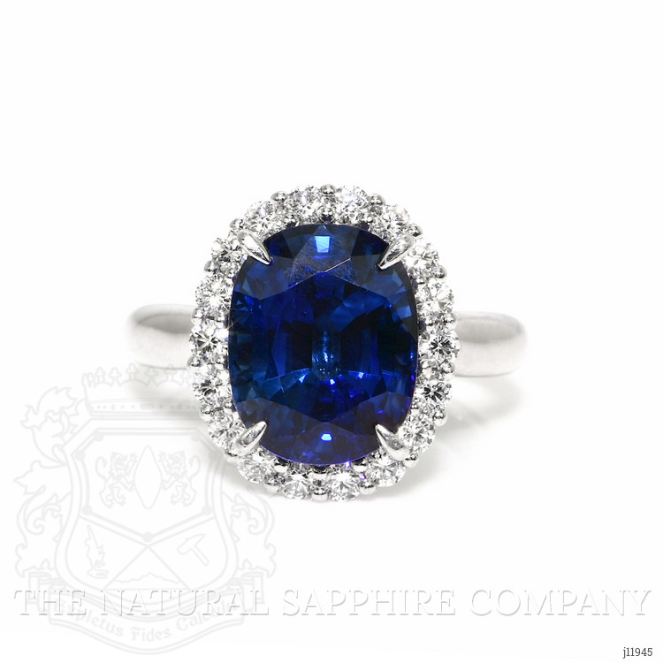 6.06 Ct. Blue Sapphire and Natural Diamond Pave Ring, Platinum 950