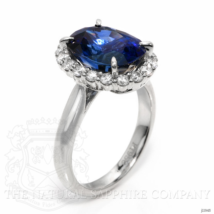 6.06 Ct. Blue Sapphire and Natural Diamond Pave Ring, Platinum 950
