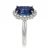 6.06 Ct. Blue Sapphire and Natural Diamond Pave Ring, Platinum 950 Image