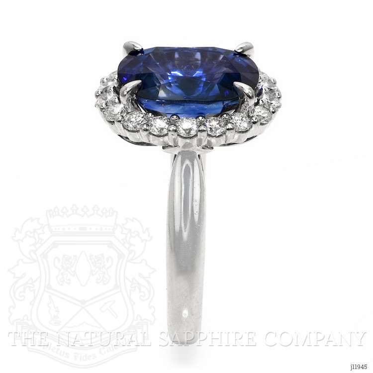 6.06 Ct. Blue Sapphire and Natural Diamond Pave Ring, Platinum 950