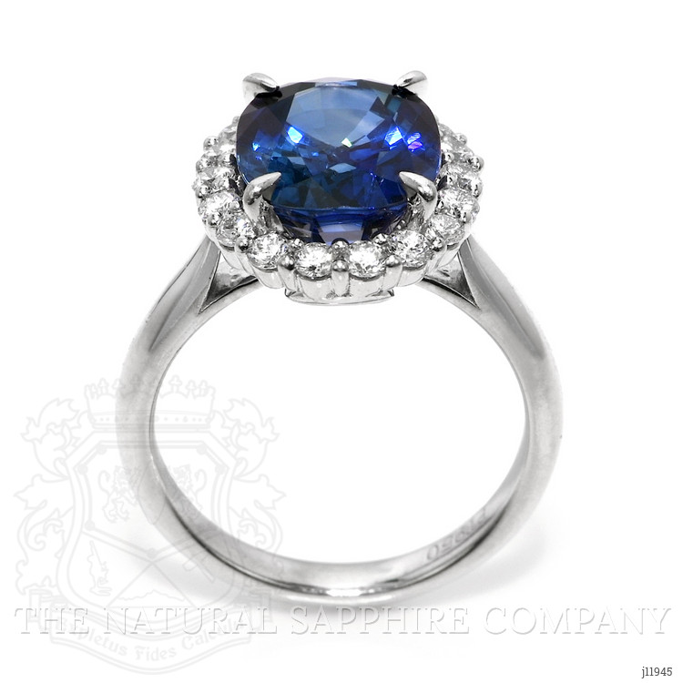 6.06 Ct. Blue Sapphire and Natural Diamond Pave Ring, Platinum 950