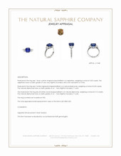 3.05 Ct. Blue Sapphire and Natural Diamond Three Stone Ring, Platinum 950 Appraisal