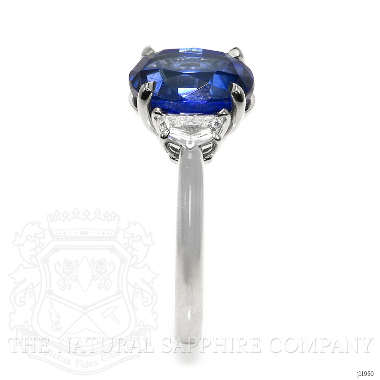 5.28 Ct. Blue Sapphire and Yellow Natural Diamond Three Stone Ring, Platinum 950