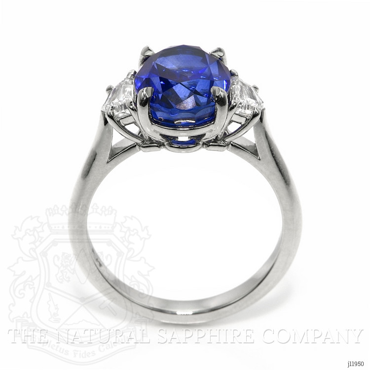 5.28 Ct. Blue Sapphire and Yellow Natural Diamond Three Stone Ring, Platinum 950
