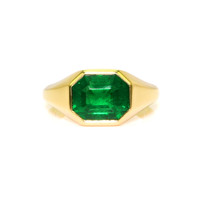 3.85 Ct. Emerald Men's Ring, 18K Yellow Gold Video