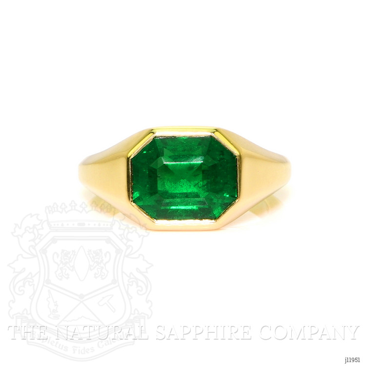 3.85 Ct. Emerald Men's Ring, 18K Yellow Gold