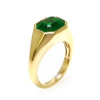 3.85 Ct. Emerald Men's Ring, 18K Yellow Gold Image