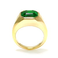 3.85 Ct. Emerald Men's Ring, 18K Yellow Gold Image