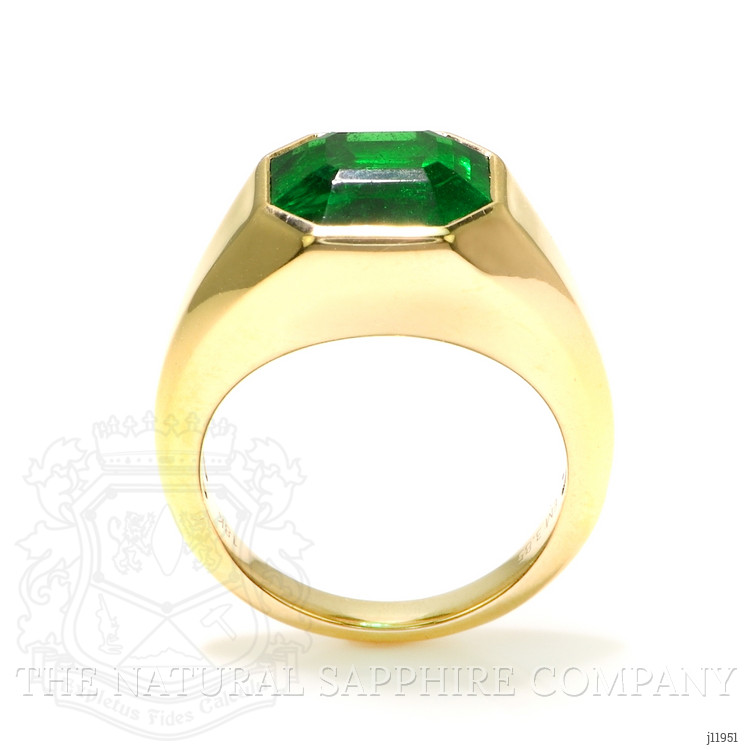3.85 Ct. Emerald Men's Ring, 18K Yellow Gold